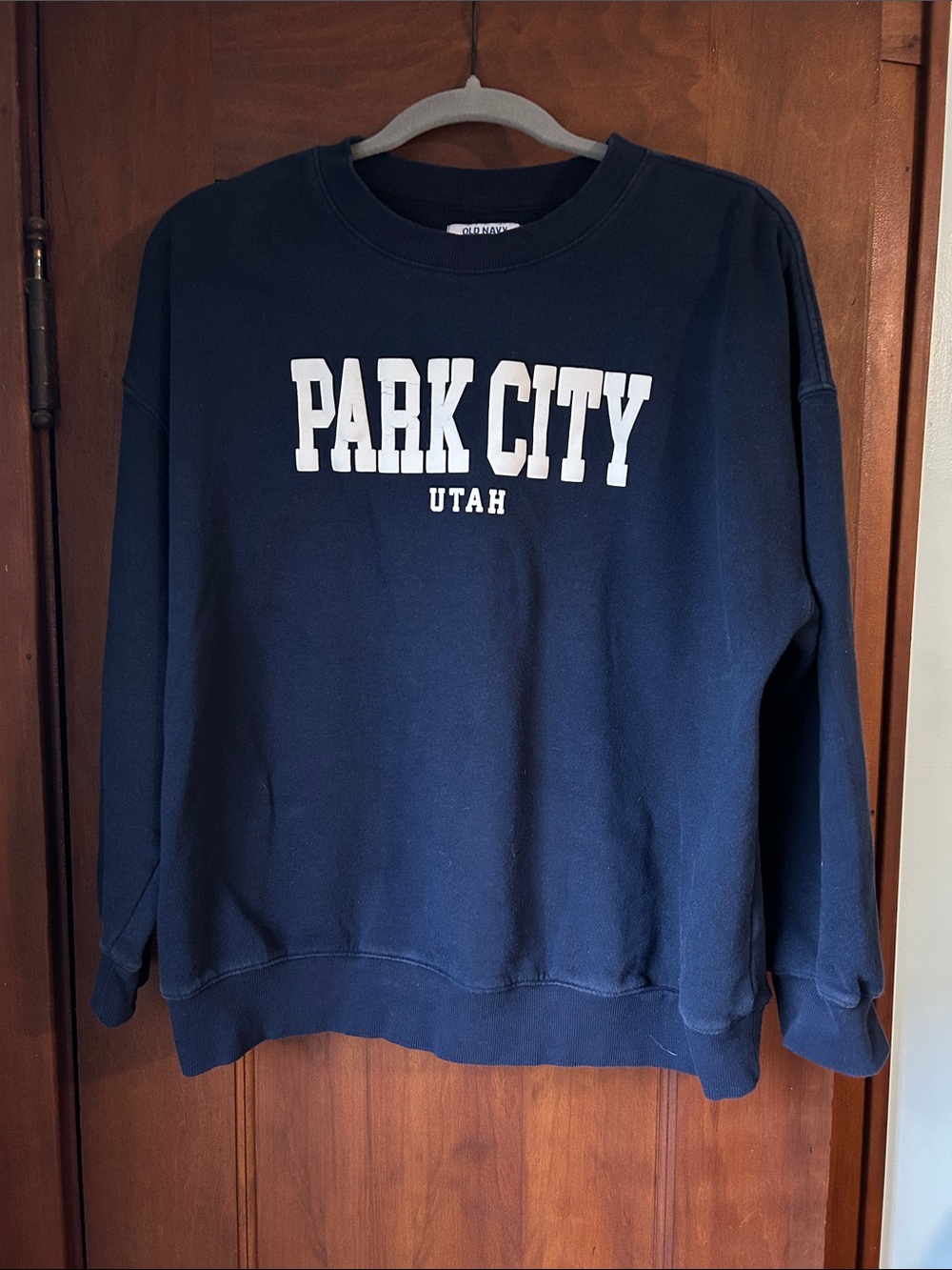 Old Navy Navy Crewneck Sweatshirt with White 'PARK CITY UTAH' Logo